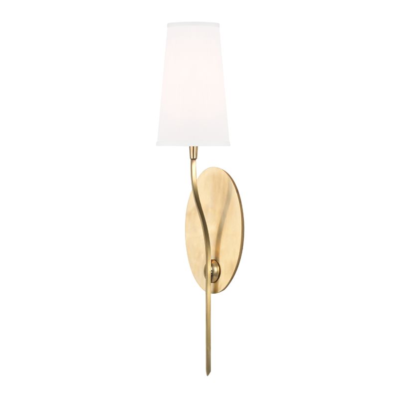 Hudson Valley Lighting Rutland Sconce 25.5" Height Aged Brass Polished Nickel Faux Silk Shade