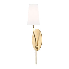 Hudson Valley Lighting Rutland Sconce 25.5" Height Aged Brass Polished Nickel Faux Silk Shade