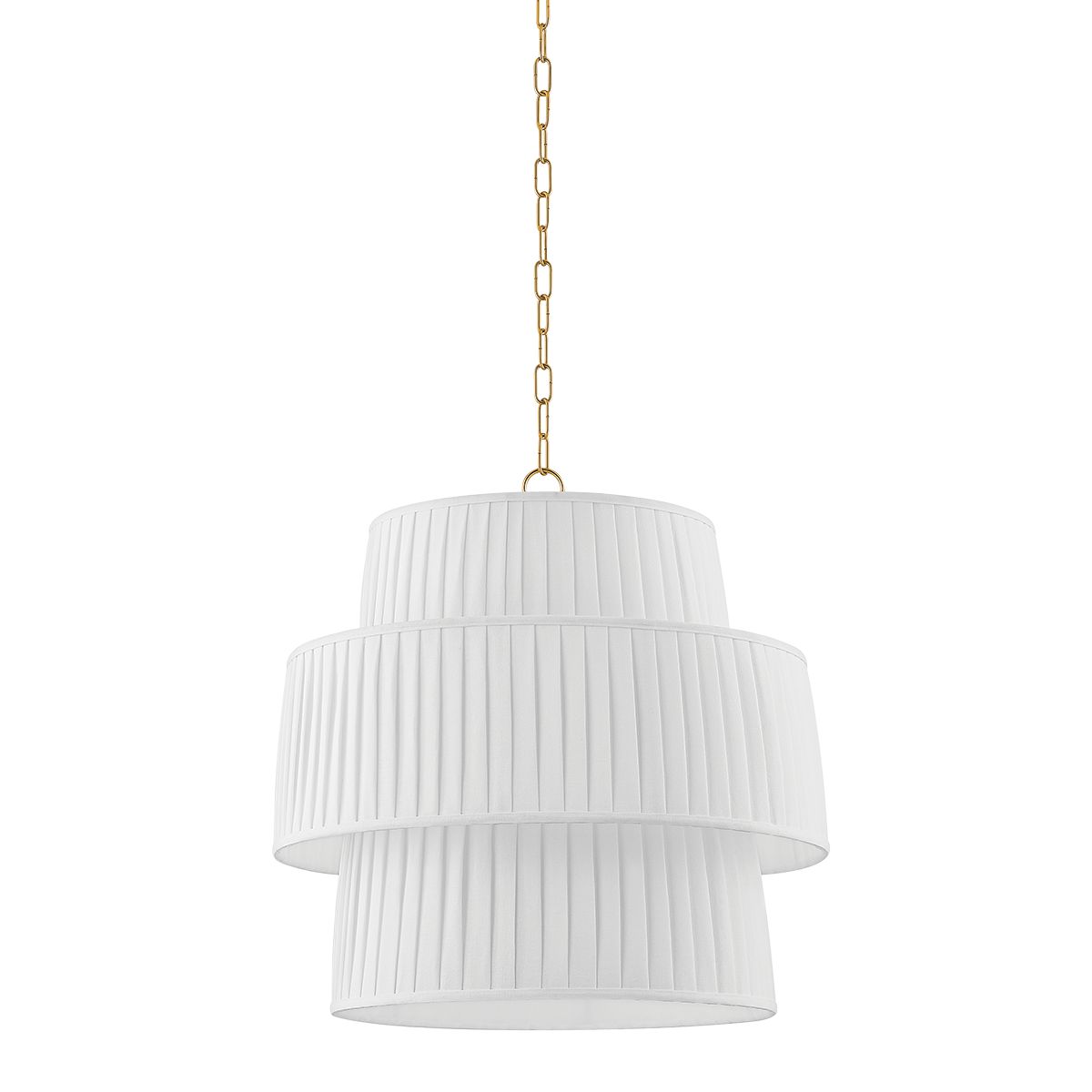 Mitzi Rya 22" Pendant Light with Dimmable Soft Pleated Shade in Aged Brass, Versatile Design