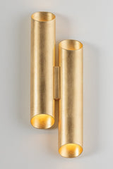 Rylane Sconce 21.5 Inches Tall – Vintage Gold Leaf Wall Light by Hudson Valley Lighting, Dimmable, UL Damp