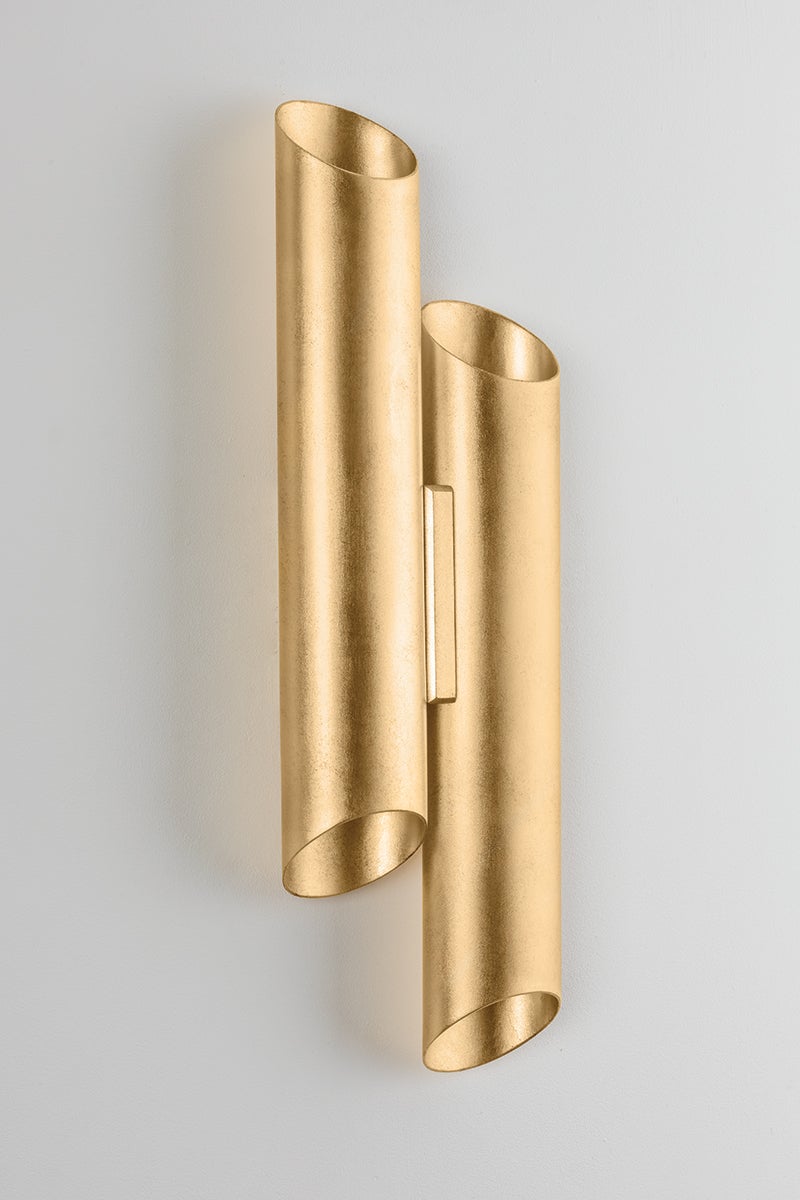 Rylane Sconce 21.5 Inches Tall – Vintage Gold Leaf Wall Light by Hudson Valley Lighting, Dimmable, UL Damp