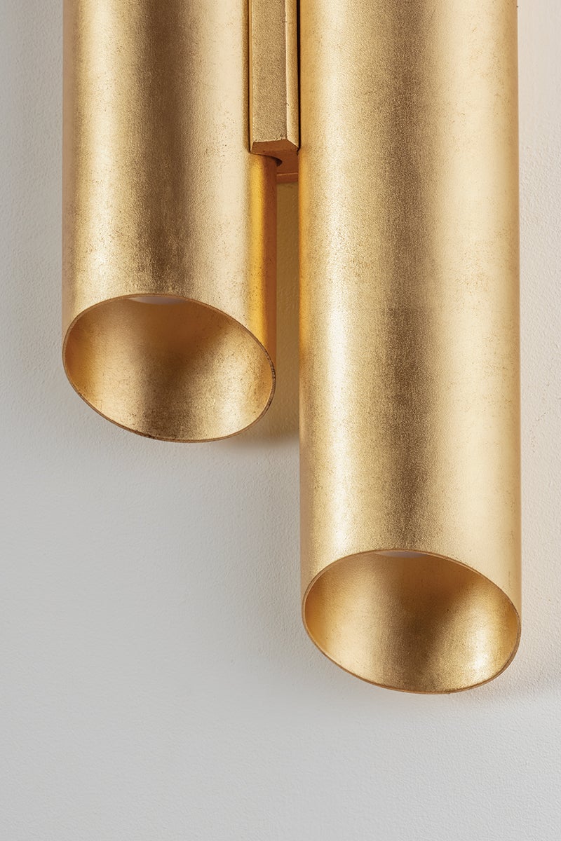 Rylane Sconce 21.5 Inches Tall – Vintage Gold Leaf Wall Light by Hudson Valley Lighting, Dimmable, UL Damp