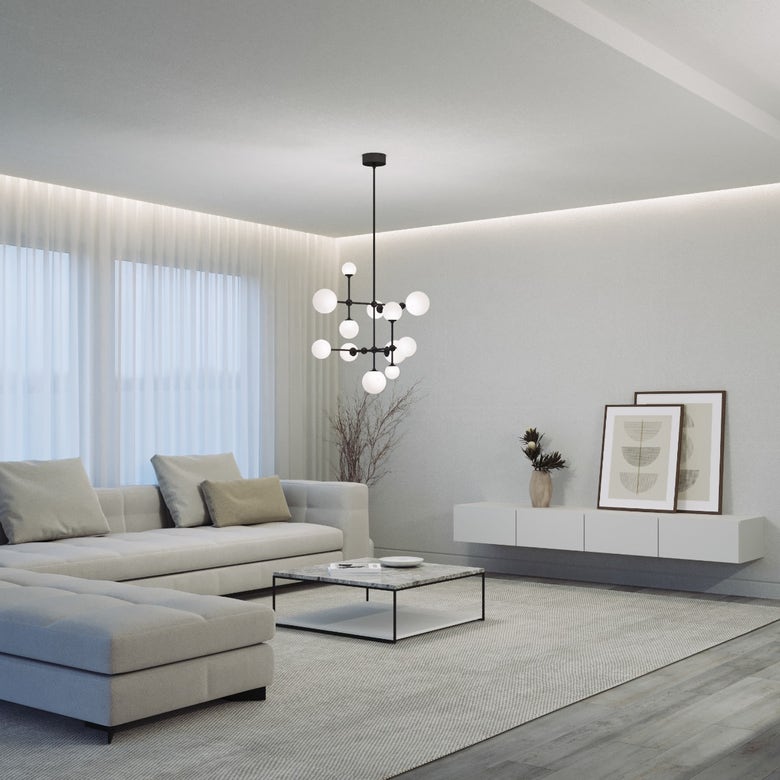 SONNEMAN Sabon Chandelier 2064 - Modern Large Etched Glass Globes, Dimmable, Energy Efficient Lighting