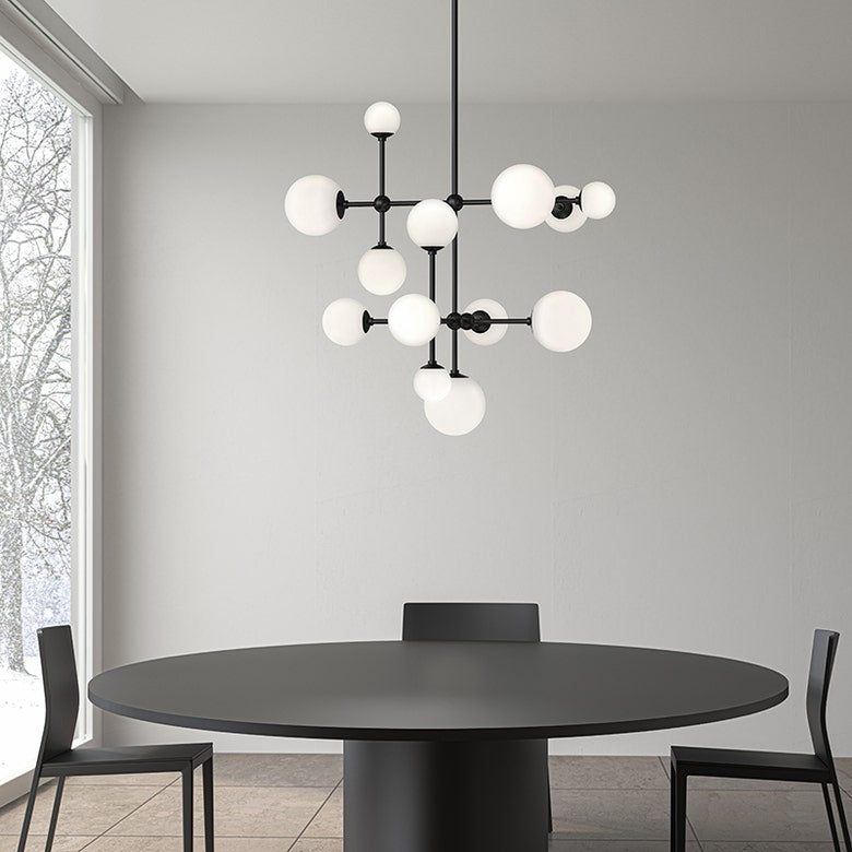 SONNEMAN Sabon Chandelier 2064 - Modern Large Etched Glass Globes, Dimmable, Energy Efficient Lighting