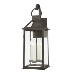 Sanders Large Outdoor Wall Sconce 24" by Troy Lighting in French Iron with Clear Glass Shade