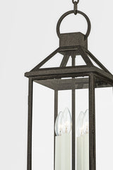 Sanders Outdoor Hanging Lantern by Troy Lighting, Dimmable, Cottage Style, French Iron Finish, 22.25”H, 4 Light Fixtures
