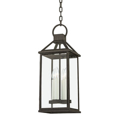 Sanders Outdoor Hanging Lantern by Troy Lighting, Dimmable, Cottage Style, French Iron Finish, 22.25”H, 4 Light Fixtures