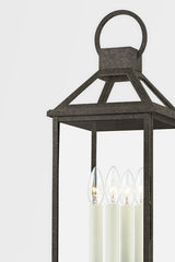 Sanders Outdoor Post Light 24.75" by Troy Lighting in French Iron with Dimmable Feature and Clear Glass