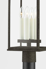 Sanders Outdoor Post Light 24.75" by Troy Lighting in French Iron with Dimmable Feature and Clear Glass