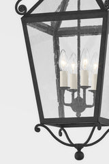 Santa Barbara County Outdoor Hanging Lantern 27.25" French Iron with Clear Seeded Glass, Dimmable E12 Bulbs