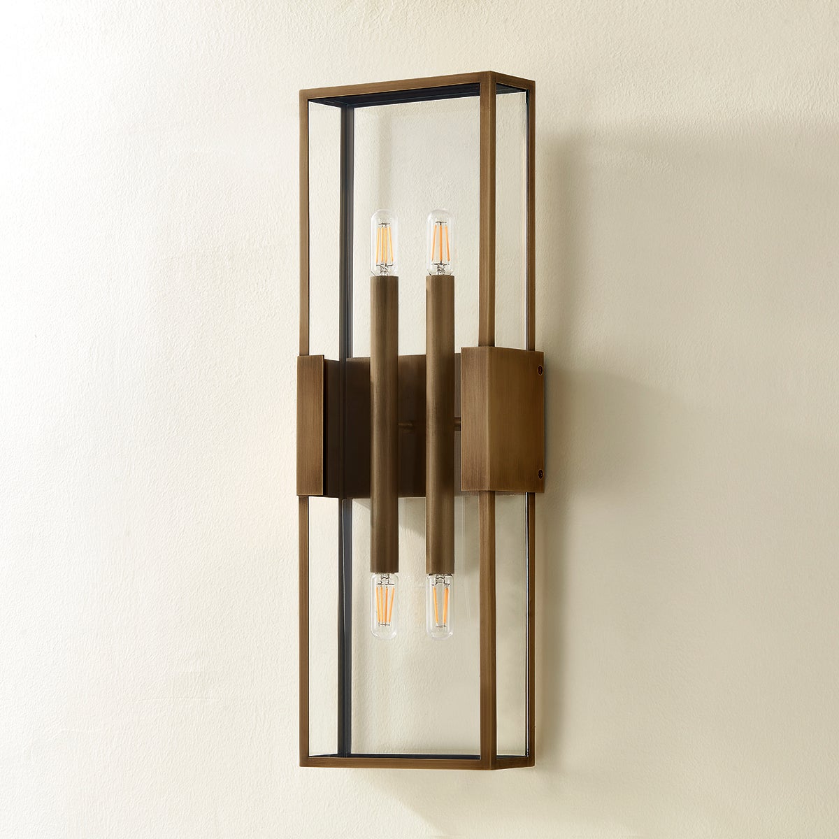 Santa Clara Large Outdoor Wall Sconce by Troy Lighting, 24" Patina Brass, ETL Wet Rated, Dimmable