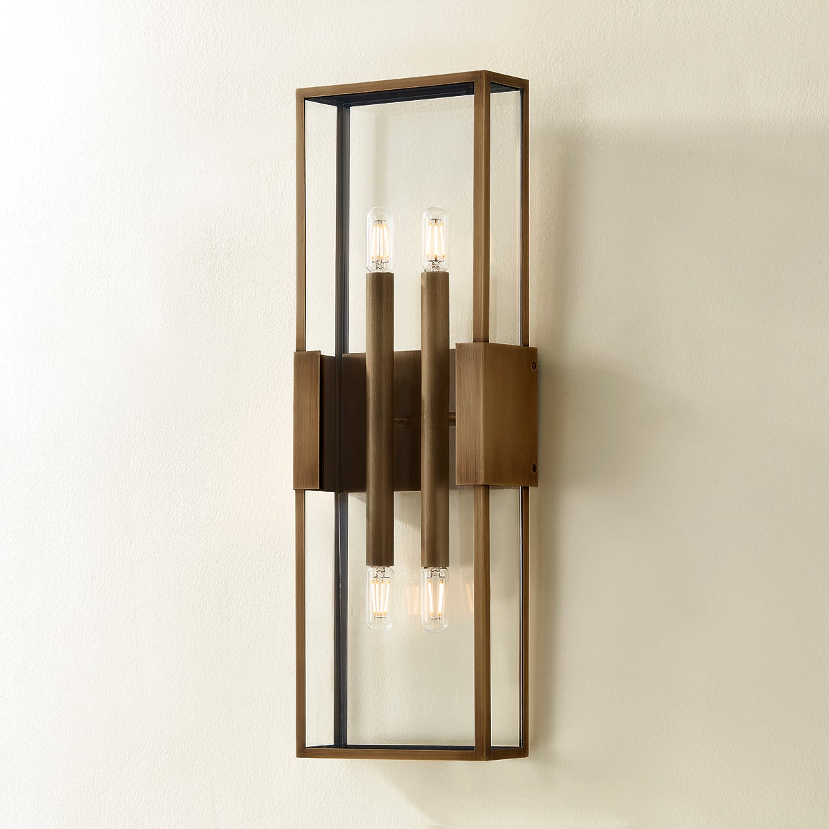 Santa Clara Large Outdoor Wall Sconce by Troy Lighting, 24" Patina Brass, ETL Wet Rated, Dimmable