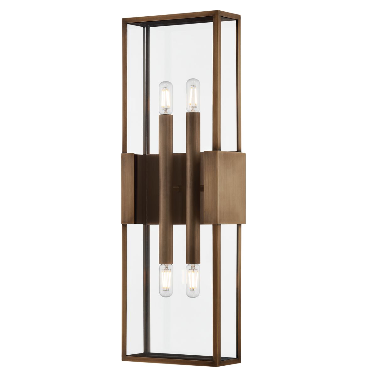 Santa Clara Large Outdoor Wall Sconce by Troy Lighting, 24" Patina Brass, ETL Wet Rated, Dimmable