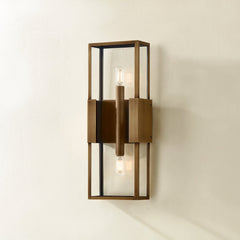 Santa Clara Medium Outdoor Wall Sconce, Patina Brass Finish, Dimmable, 18W, ETL Wet Rated, 18" High