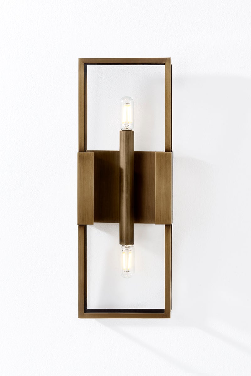 Santa Clara Medium Outdoor Wall Sconce, Patina Brass Finish, Dimmable, 18W, ETL Wet Rated, 18" High