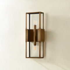 Santa Clara Medium Outdoor Wall Sconce, Patina Brass Finish, Dimmable, 18W, ETL Wet Rated, 18" High