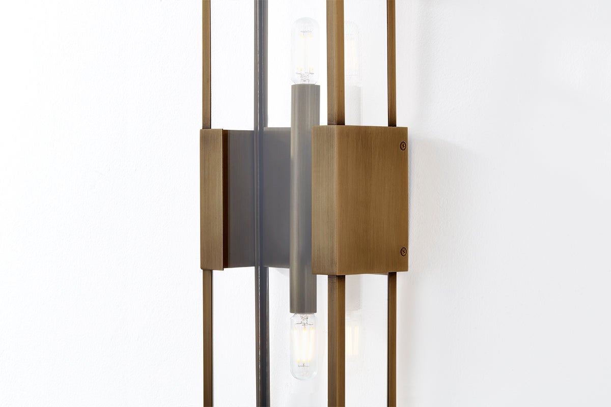 Santa Clara Medium Outdoor Wall Sconce, Patina Brass Finish, Dimmable, 18W, ETL Wet Rated, 18" High
