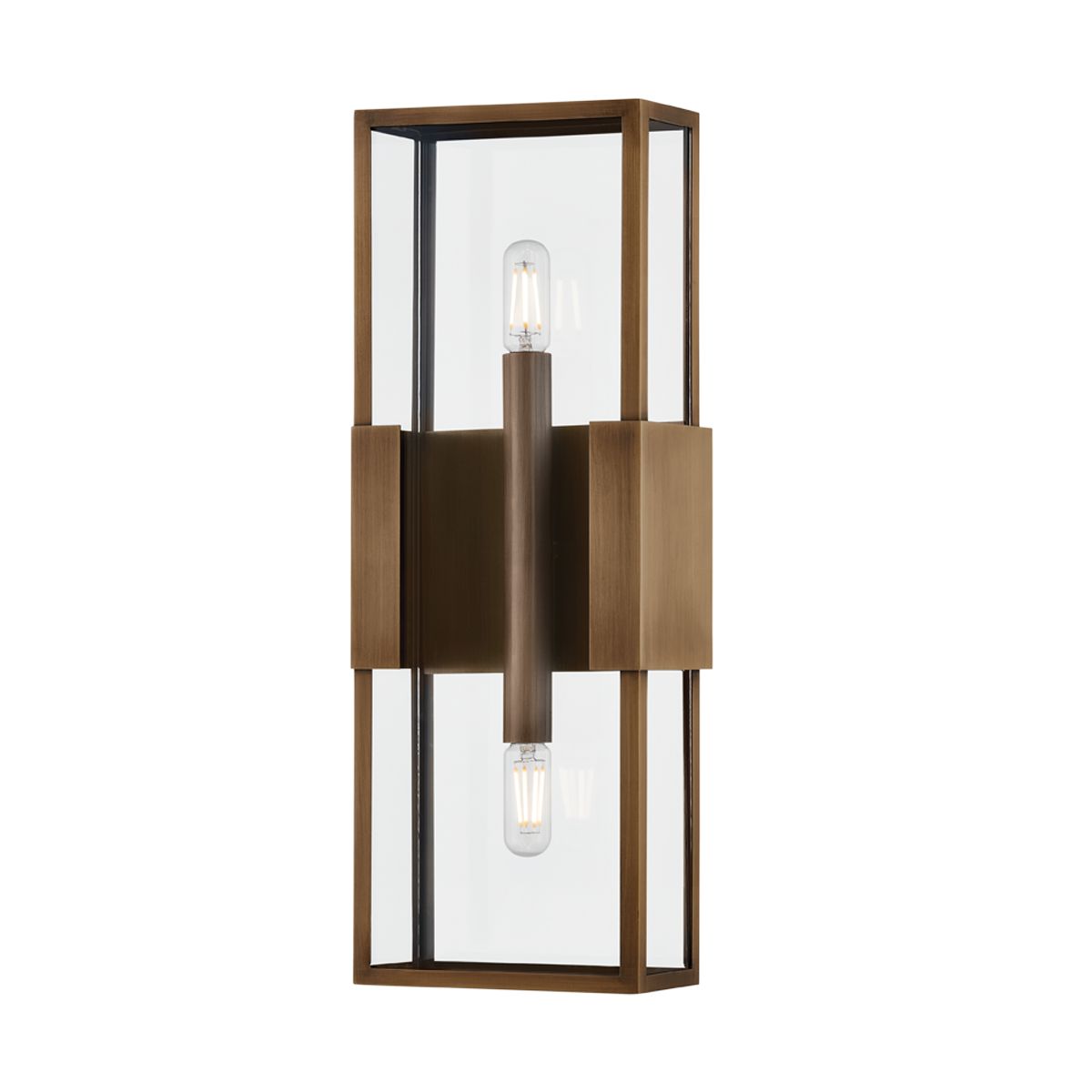 Santa Clara Medium Outdoor Wall Sconce, Patina Brass Finish, Dimmable, 18W, ETL Wet Rated, 18" High