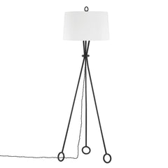 Santa Monica Floor Lamp 67.75" Tall, Dimmable Linen Shade, Forged Iron Tripod Base by Troy Lighting
