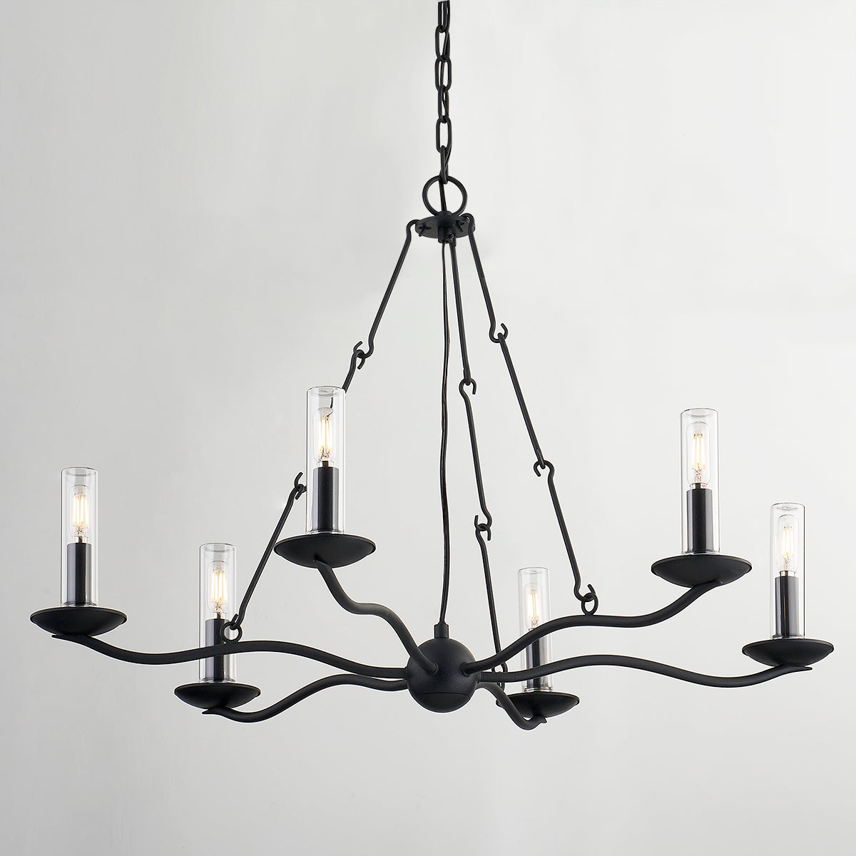 Sawyer Outdoor Chandelier with 6 Lights, Dimmable Functionality, ETL Wet Rated, 23.75" Height, by Troy Lighting
