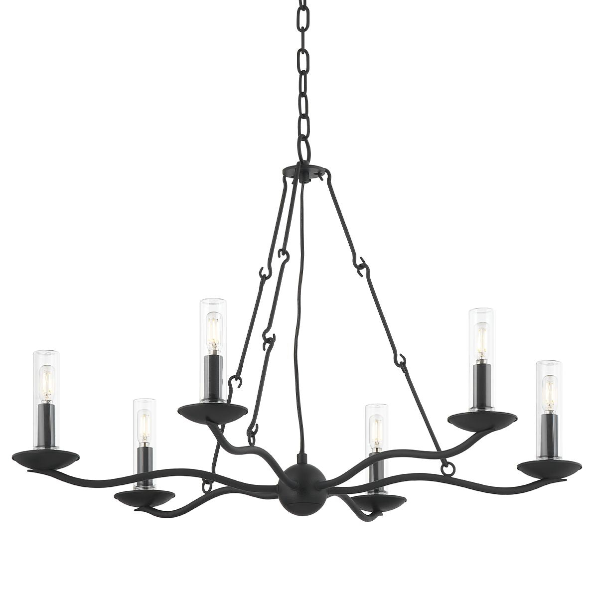 Sawyer Outdoor Chandelier with 6 Lights, Dimmable Functionality, ETL Wet Rated, 23.75" Height, by Troy Lighting