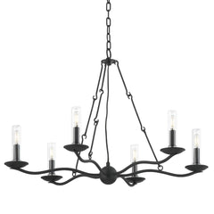 Sawyer Outdoor Chandelier with 6 Lights, Dimmable Functionality, ETL Wet Rated, 23.75" Height, by Troy Lighting
