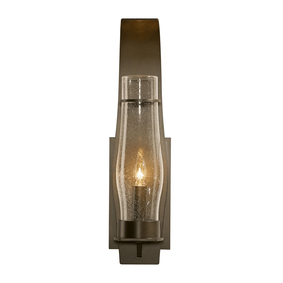 Hubbardton Forge Sea Coast 24.2" Large Outdoor Sconce with Dimmable Light and Seeded Glass Shade