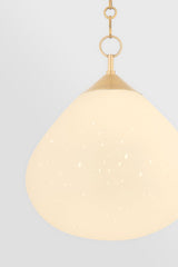 Semilla Large Pendant Light by Corbett Lighting, Opal Seeded Glass, Vintage Brass Finish, Adjustable Height