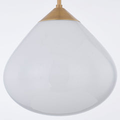 Semilla Large Pendant Light by Corbett Lighting, Opal Seeded Glass, Vintage Brass Finish, Adjustable Height