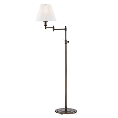 Signature No.1 Adjustable Floor Lamp with Off-White Silk Shade, Aged Brass and Bronze Finish 57"H