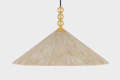 Mitzi Song Pendant Light 30" Wide Woven Jute Shade Aged Brass Finish Dimmable Fixture