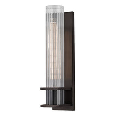 Sperry Sconce by Hudson Valley Lighting, 12.75-Inch Minimalist Ribbed Glass Wall Light, Dimmable, 3 Finishes