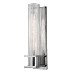 Sperry Sconce by Hudson Valley Lighting, 12.75-Inch Minimalist Ribbed Glass Wall Light, Dimmable, 3 Finishes