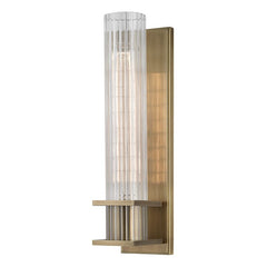 Sperry Sconce by Hudson Valley Lighting, 12.75-Inch Minimalist Ribbed Glass Wall Light, Dimmable, 3 Finishes