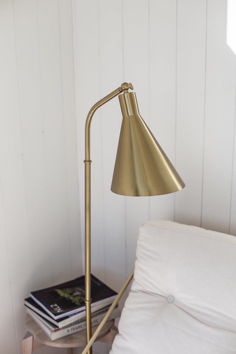 Stanton 54-Inch Floor Lamp by Hudson Valley Lighting, Aged Brass Finish, Dimmable E26 Socket, Steel Construction