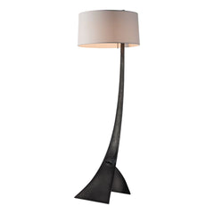 Hubbardton Forge Stasis Floor Lamp 58.5" Tall Hand-Forged Iron with Flax Linen Shade