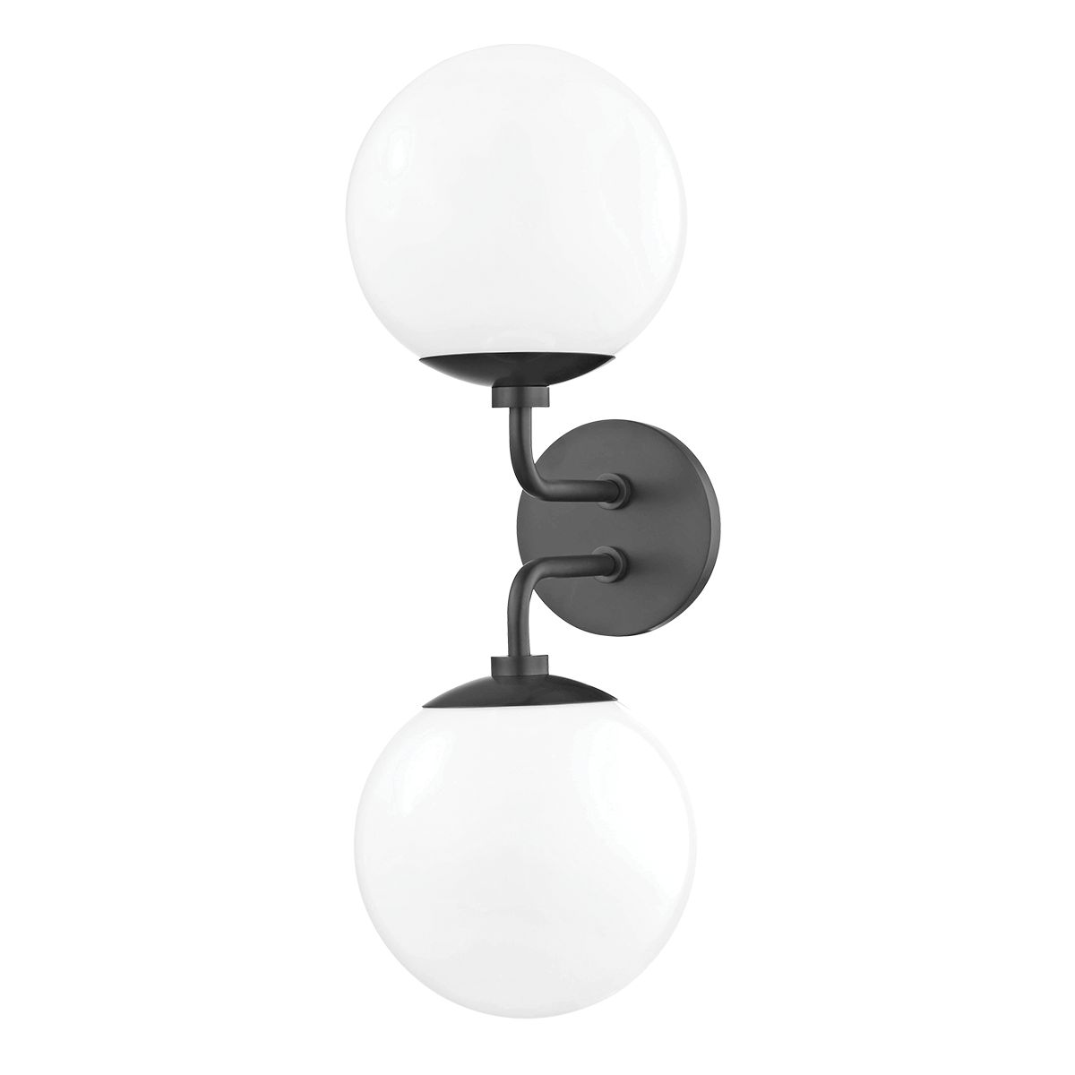 Stella 2-Light Dimmable Sconce by Mitzi with Glossy Opal Glass Shade and Multiple Finish Options