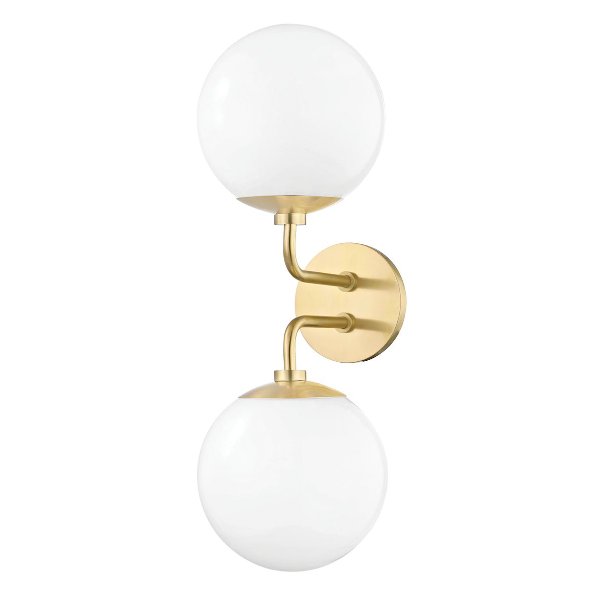 Stella 2-Light Dimmable Sconce by Mitzi with Glossy Opal Glass Shade and Multiple Finish Options