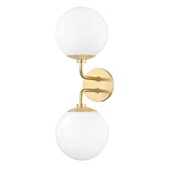 Stella 2-Light Dimmable Sconce by Mitzi with Glossy Opal Glass Shade and Multiple Finish Options