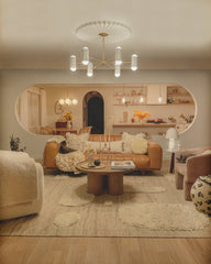 Mitzi Stella 6-Light Chandelier with Dimmable Lighting and Adjustable Height, Aged Brass Finish