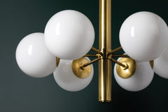 Mitzi Stella 6-Light Chandelier with Dimmable Lighting and Adjustable Height, Aged Brass Finish