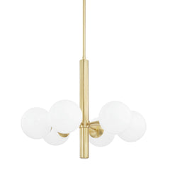 Mitzi Stella 6-Light Chandelier with Dimmable Lighting and Adjustable Height, Aged Brass Finish