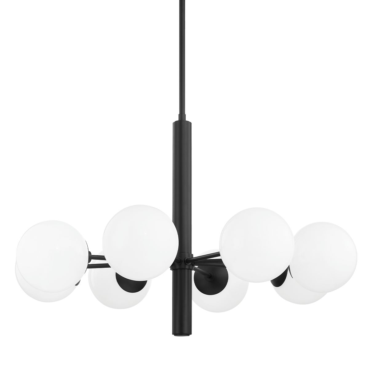 Mitzi Stella 8-Light Chandelier with Opal Glass Shades in Aged Brass and Old Bronze Finish