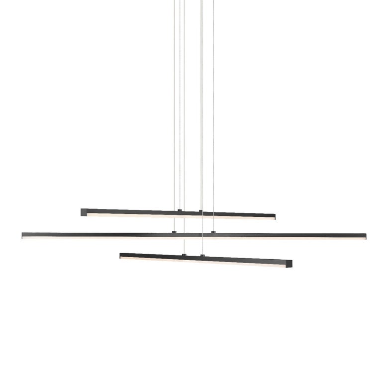 SONNEMAN Stix 3-Arm LED Chandelier, Dimmable Brightness, 3000K Warm Light, Satin Aluminum/Black Finish