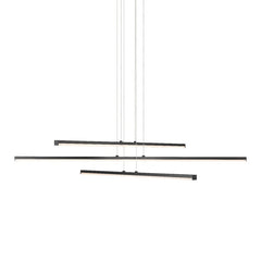 SONNEMAN Stix 3-Arm LED Chandelier, Dimmable Brightness, 3000K Warm Light, Satin Aluminum/Black Finish