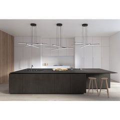 SONNEMAN Stix 3-Arm LED Chandelier, Dimmable Brightness, 3000K Warm Light, Satin Aluminum/Black Finish