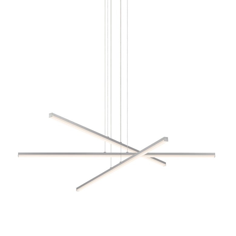 SONNEMAN Stix 3-Arm LED Chandelier, Dimmable Brightness, 3000K Warm Light, Satin Aluminum/Black Finish