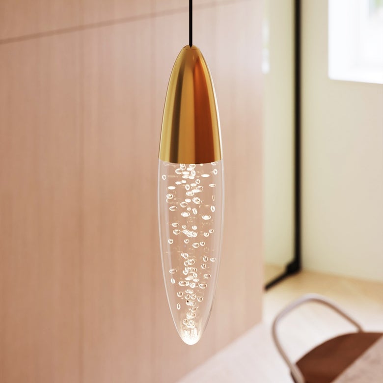 Sultana Pendant Light by SONNEMAN – 3W LED, 400 Lumens, Adjustable Height, Seeded Crystal Glass