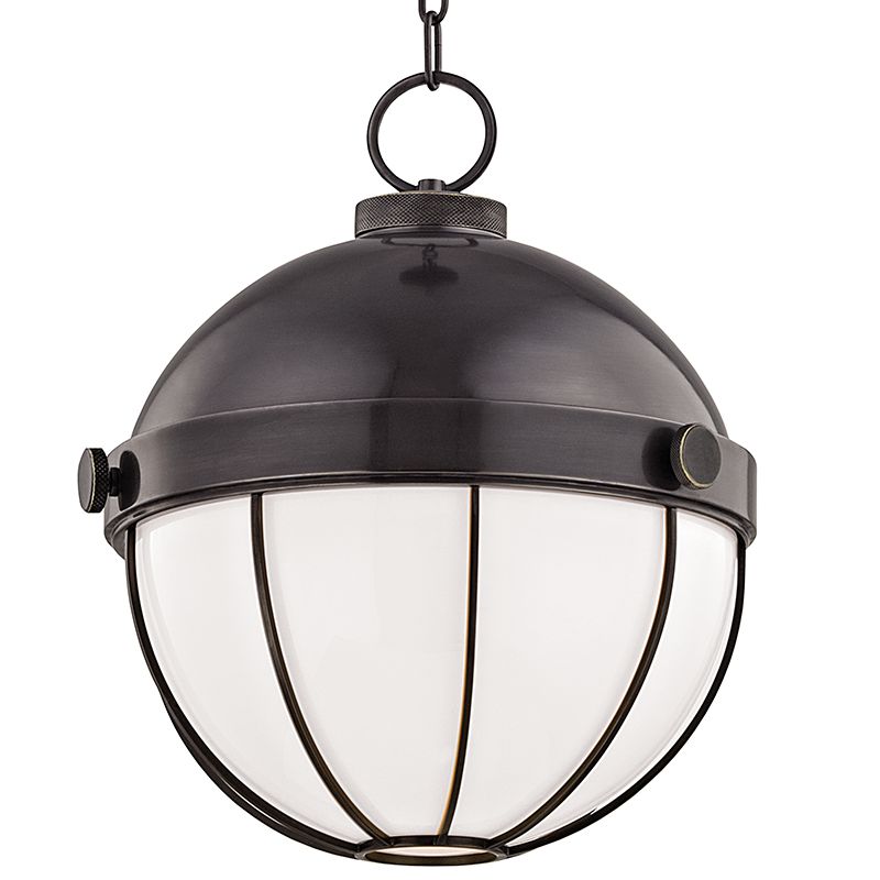Sumner Large Pendant Light by Hudson Valley Lighting, Opaque White Glass, 150W Dimmable, 2 Finishes