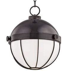 Sumner Large Pendant Light by Hudson Valley Lighting, Opaque White Glass, 150W Dimmable, 2 Finishes